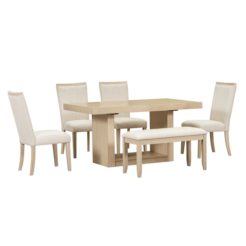 Ensemble de table de salle à manger à rallonge 6 pièces 78 po Contemporary
