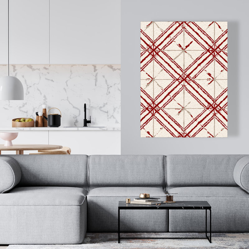 Motif de lignes rouges - Toile grise pour une décoration intérieure élégante