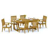 8 Seats 9 Pcs Grade-A Teak Wood Dining Set: 94" Mas Oval Trestle Leg Table And 8 Caranas Chairs (2 Arm & 6 Armless Chairs) #11Ca2302