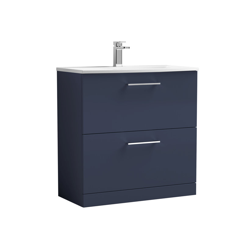 810mm Single Bathroom Vanity with Drop In Vitreous China Basin, Midnight Blue