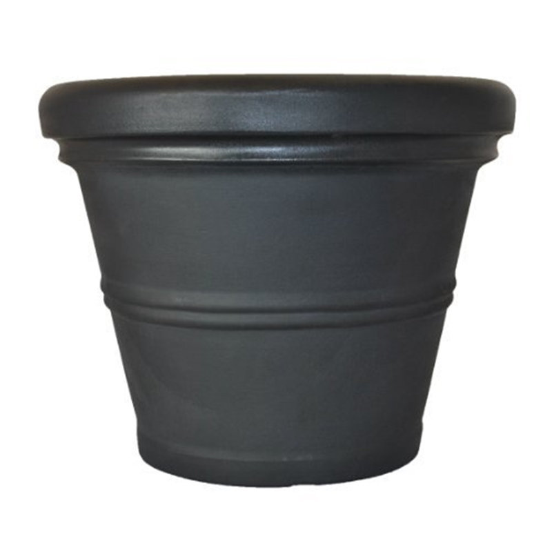 Boxvale Round Weather Resistant Plastic Pot Planter, Black, 24" H x 30" W x 30" D