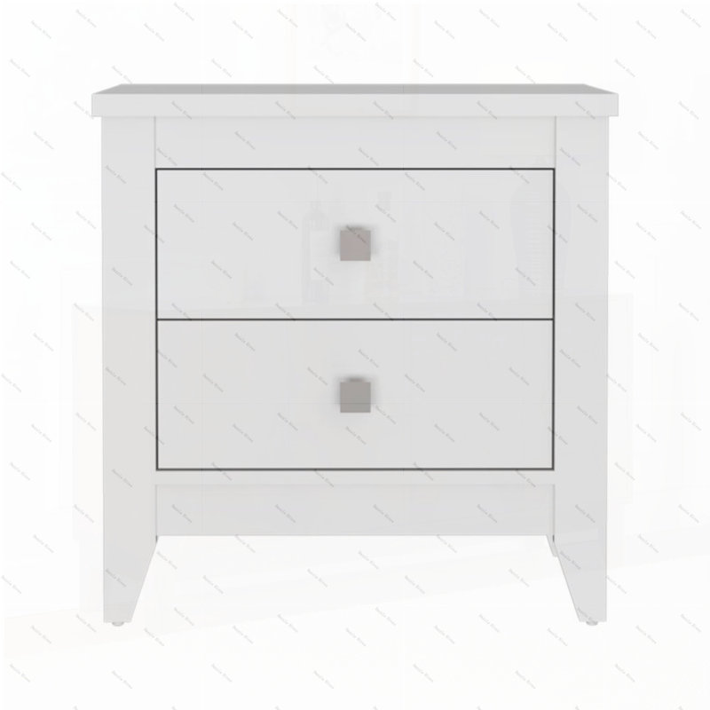Table de chevet Amara, table de bout, table d'appoint à deux tablettes, quatre pieds - blanc