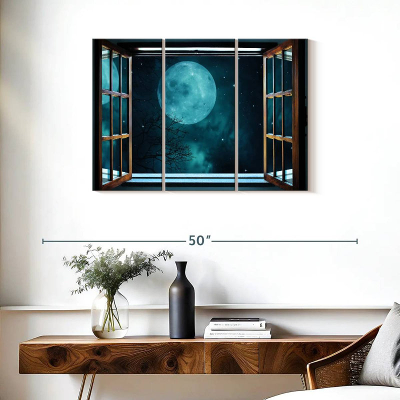 " Moon Sparkles " 3 - Pieces, 24" H x 38" W x 1.25" D