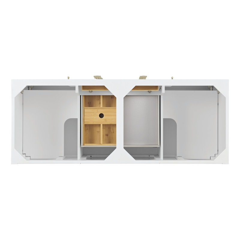 Myrrin 60'' W Double Vanity, Bright White, 8" Widespread, Siberian