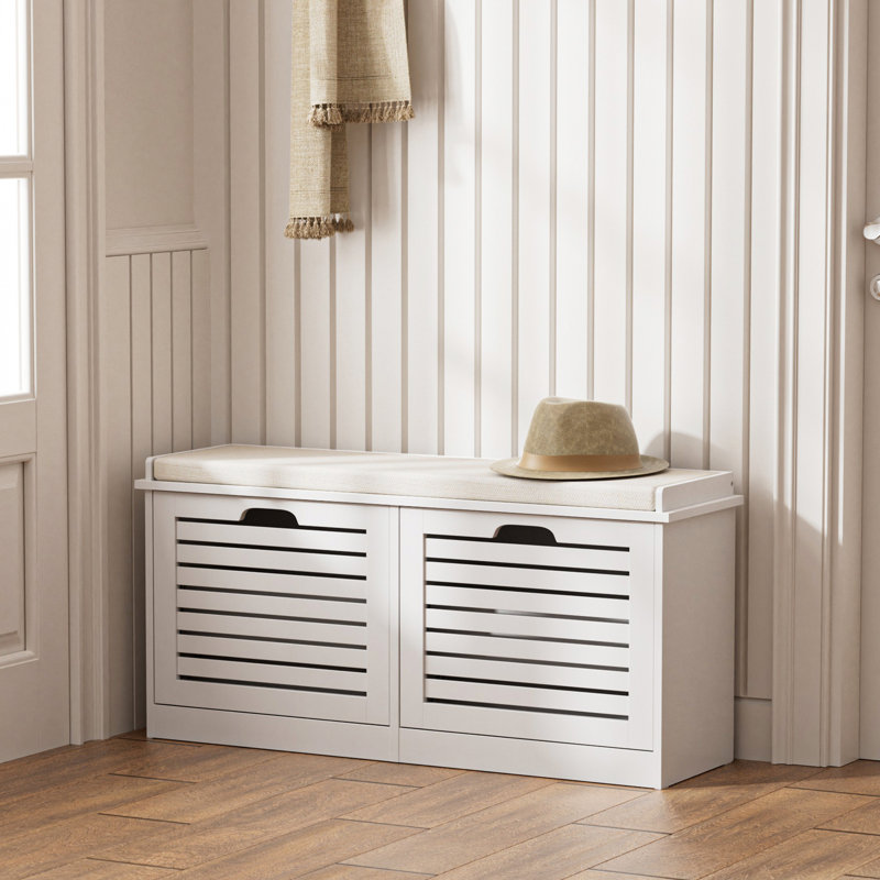 Philemon Upholstered Storage Bench, White