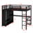 Loft Bed Frame With Wardrobe,Desk And Storage Shelves-1960476005