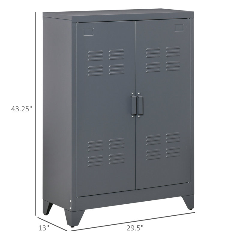 Étagère grise - Comprend une armoire en métal à 3 tablettes réglables pour le rangement dans la chambre à coucher,
