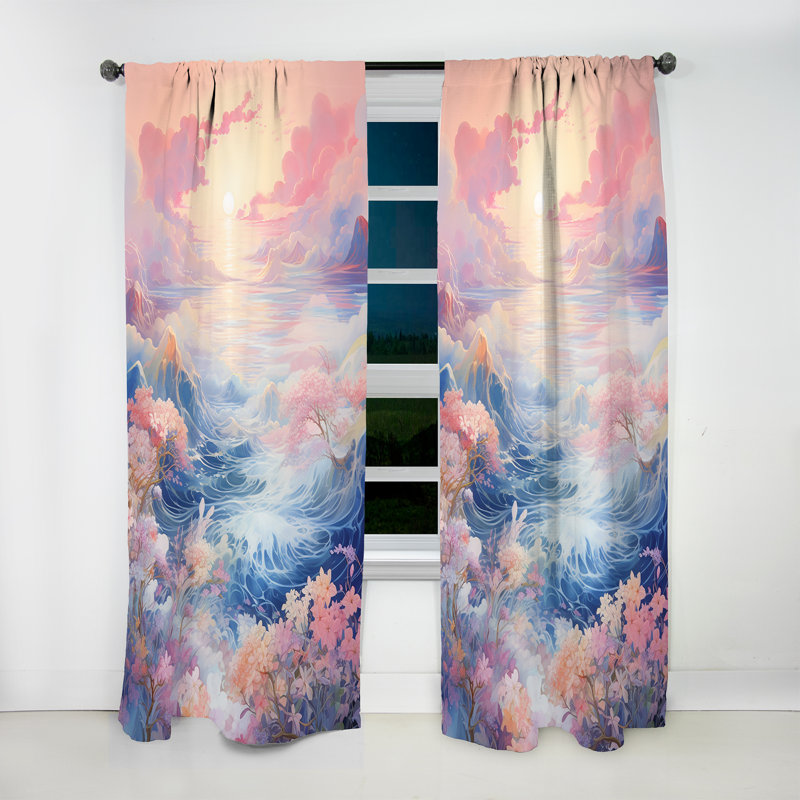 Clearview Japon Kanagawa Wave Horizon I - Rideau nautique - Velours obscurcissant - 1 panneau, L 52 po x L 120 po