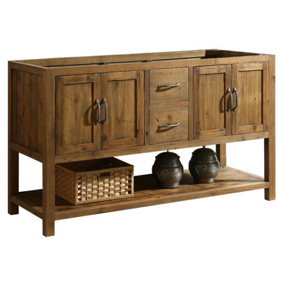Base de meuble-lavabo double de 59 po en noyer Dallan