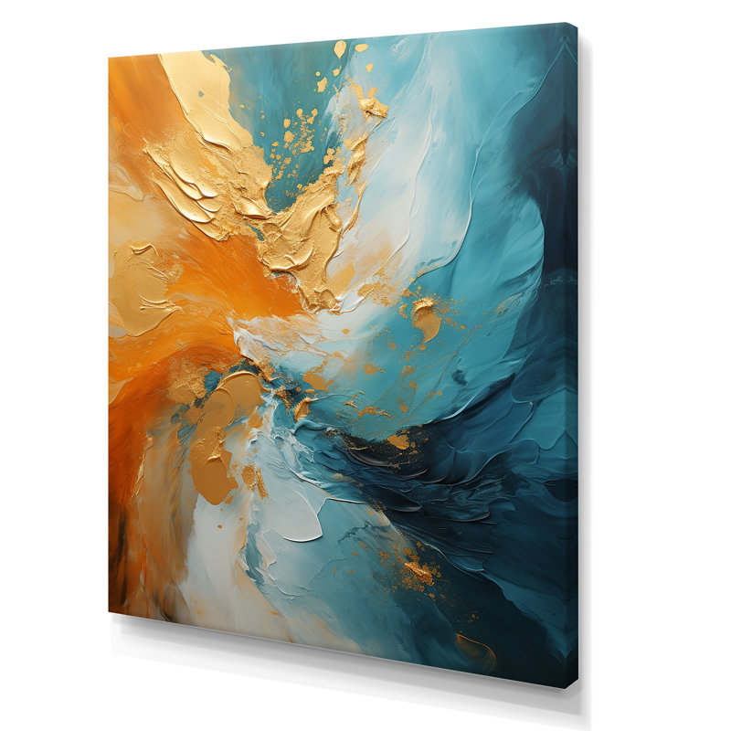 «Gold Turquoise Desert Mirage Spiral V», reproduction sur toile, H 40 po x l 30 po, Toile tendue