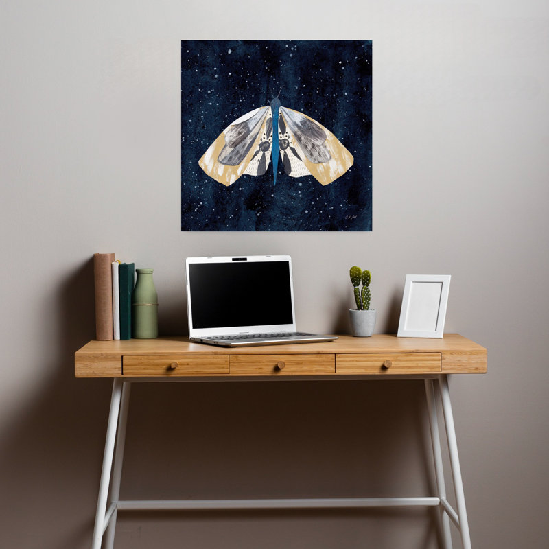 Art mural contemporain Elegant Moth III, H 18 po x l 18 po