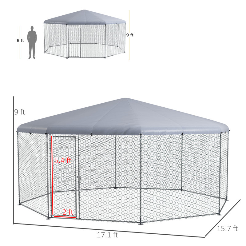 Grand poulailler en métal pour poulets, canards et lapins Pawhut