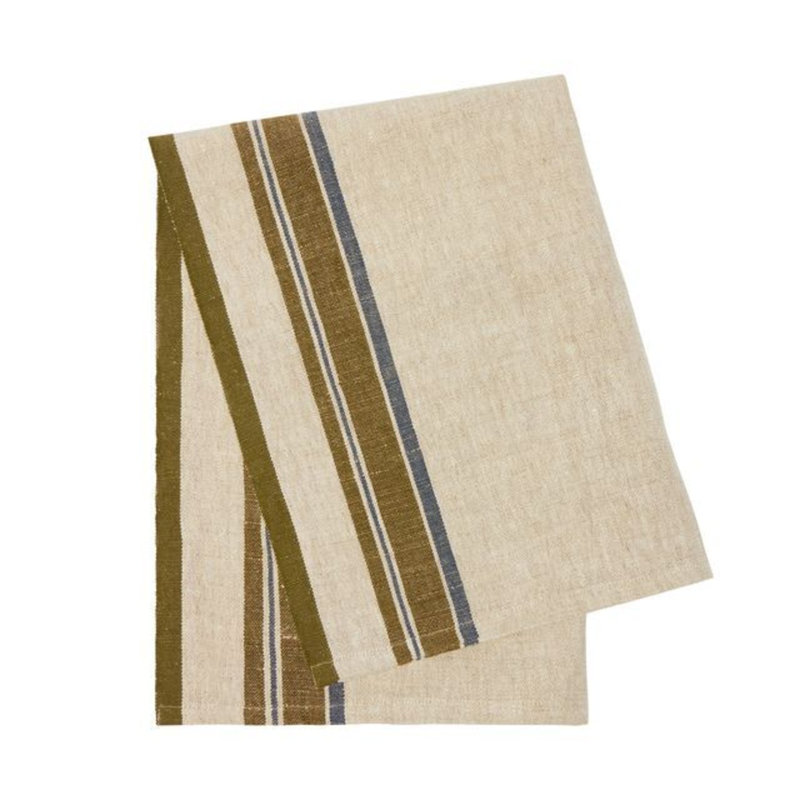 Camron Tea Towels, Natural/Green