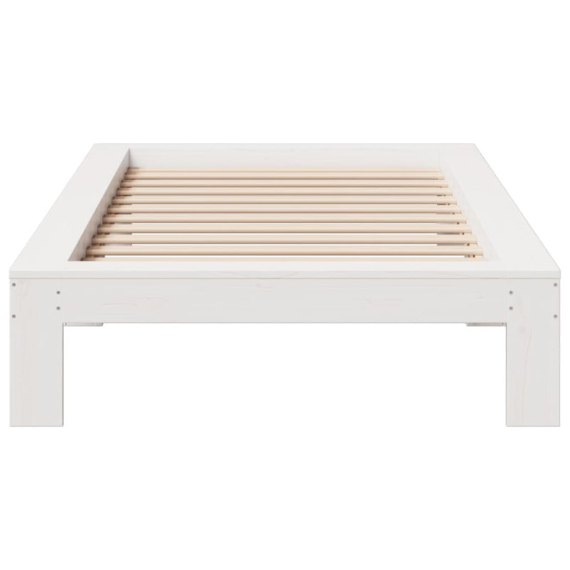 Solid Wood Bed, European Single (90 x 200cm), White