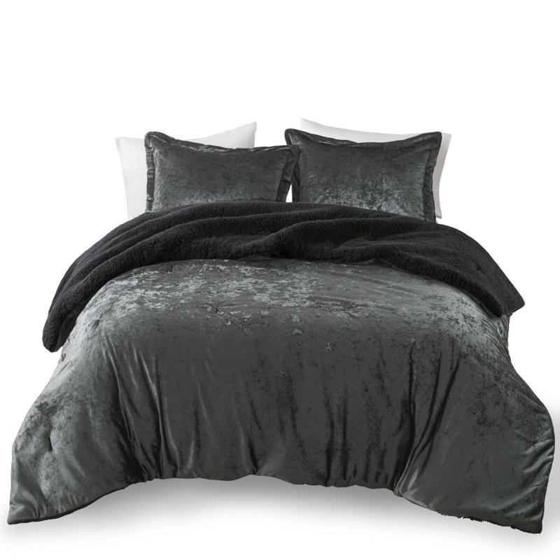 3 PCSSoft Bedding Sets, Queen Comforter + 2 Standard Shams, Charcoal