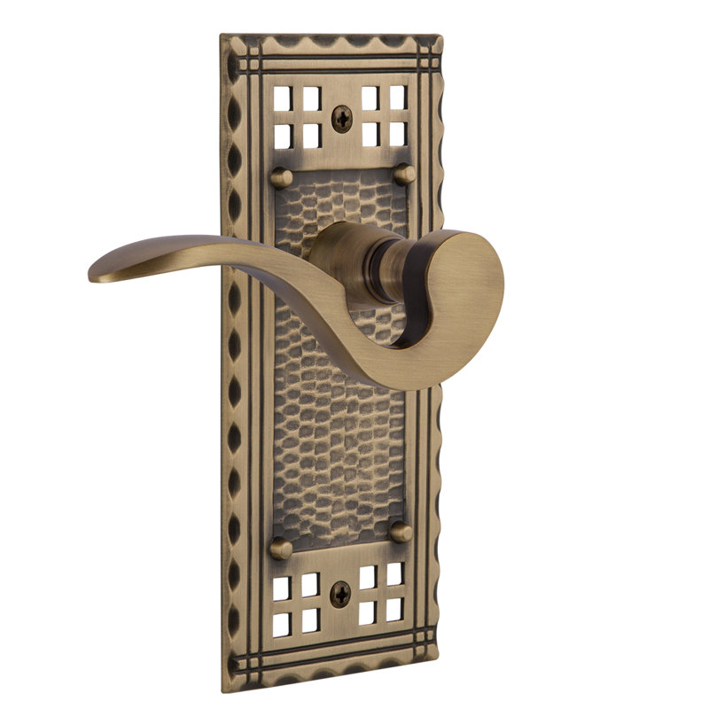 Craftsman Plate Passage (Hall & Closet) with Manor Lever, 2.75", Antique Brass