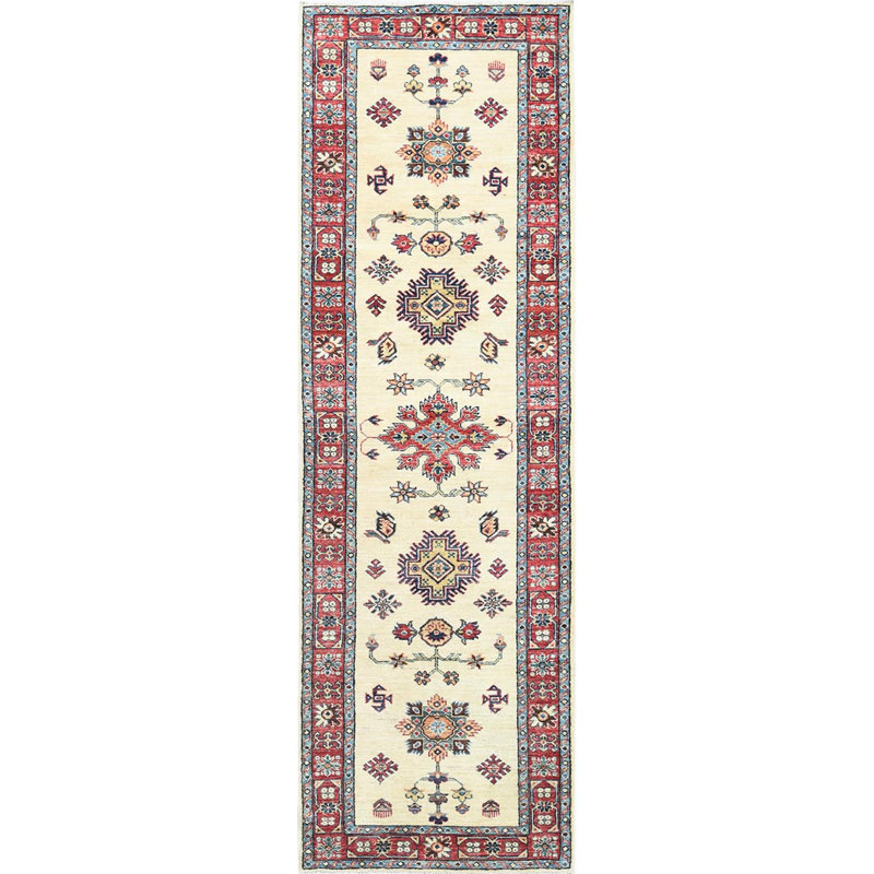 Tapis de couloir super super Kazak en laine noué à la main ivoire 2 pi 7 po x 8 pi 6 po 18F63BC7E64146FFBD45BD2F89AA1ED9