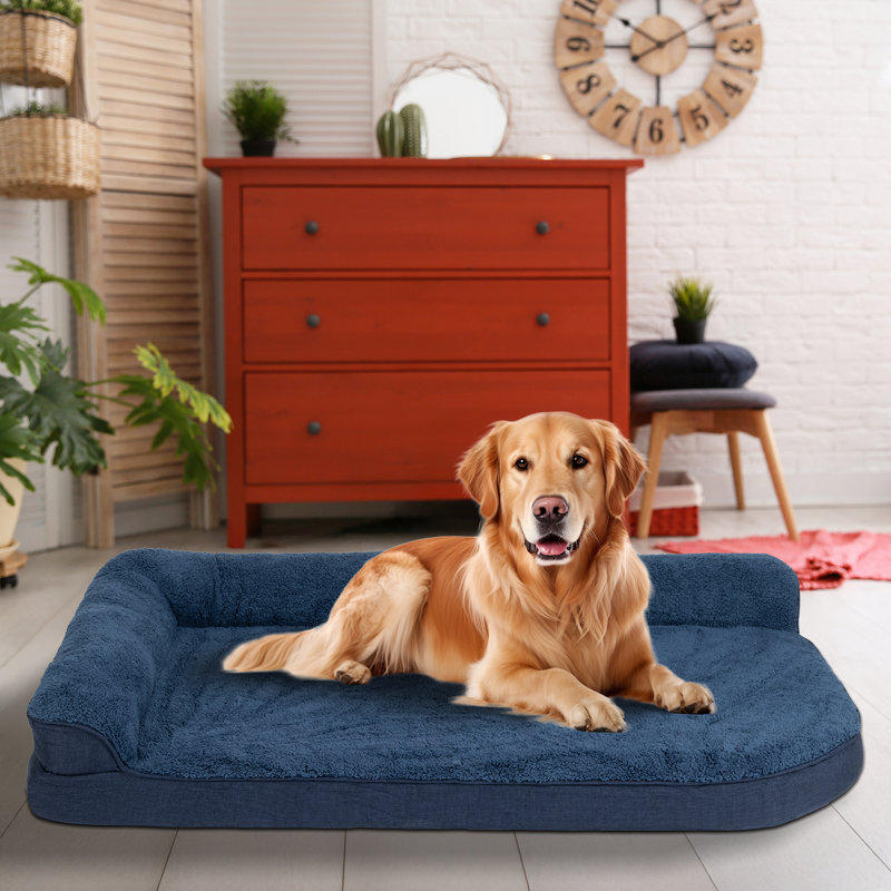 Lit pour chien en forme de L, H 3,2 po x l 35 po x P 22 po, Marine