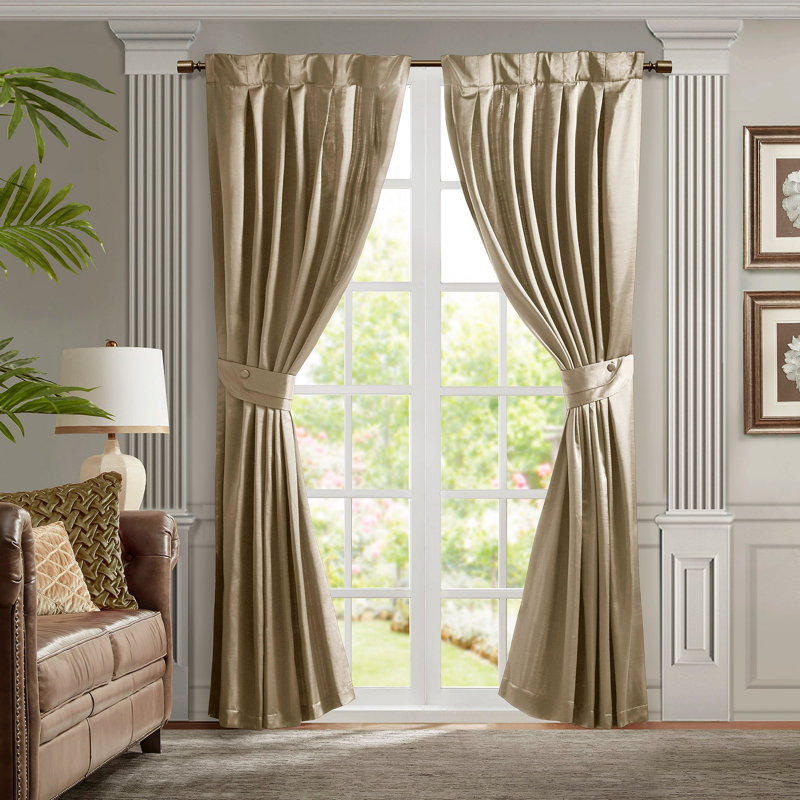 Rideau plissé avec attache (simple) 52 po x 84 po, Champagne, L 52,06 po x L 84,04 po