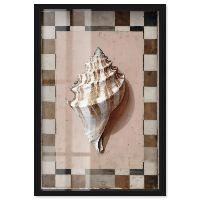 Spiral Shell I Shadowbox Print Boho Coastal Art par Art Remedy, cadre noir, 16 x 24, H 25 po x l 17 po, Structure noire