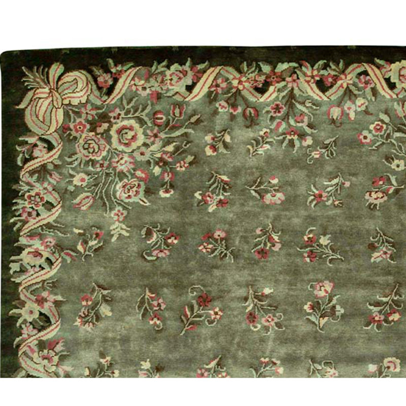Aubusson Wool Floral Area Rug