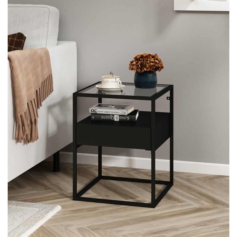 Elenna Glass Top Frame End Table
