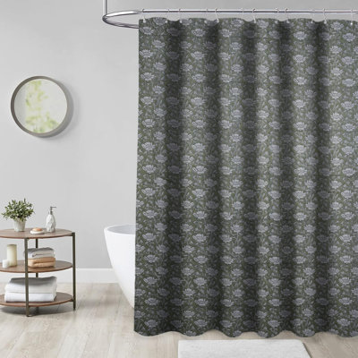 Rideau de bain en lin à imprimé éthique fabriqué en blocs | 100% lin | Fab divine Eco Décor, Dhruv, vert