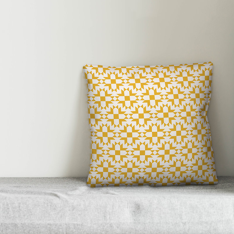  Coussin Modern Star, Jaune, 18 po x 18 po