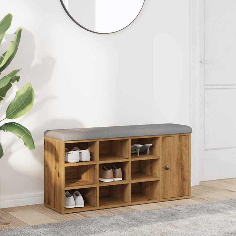 9 Pair Shoe Storage Bench, Artisan Oak