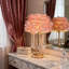 Lampe de table décorative en plumes avec base dorée, ampoule 3 couleurs et interrupteur à bouton-1200755594