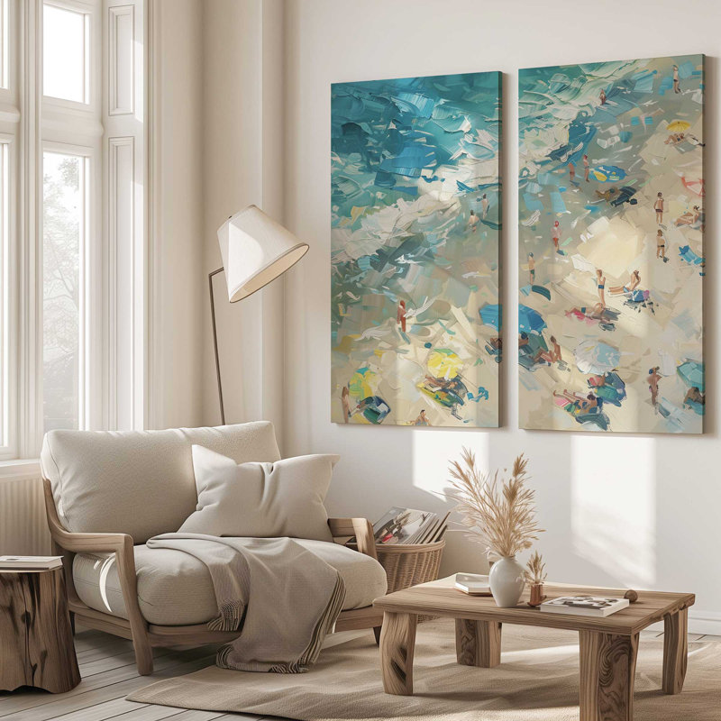 Harmonie côtière | Impression sur toile 2 panneaux | Combiné, H 48 po x l 48 po