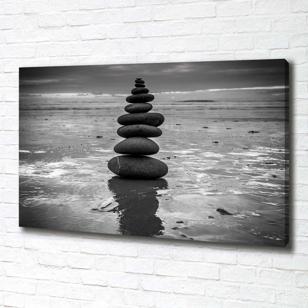 Leinwanddruck - Wandkunst - Drucke auf Leinwand - 100X70 Bildmotiv: Balance Stones