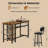 Bar Table Set For 2 With 4 Storage Shelves, 47" Industrial Breakfast Table And 2 Upholstered  Counter Stools W/ Backrest And Footrest, 3-Piece Dining Set For 2, Space Saving Bar Height Table And Chairs For Kitchen,Dining Room, Living Room, Studio, Pub-359164904-359164905