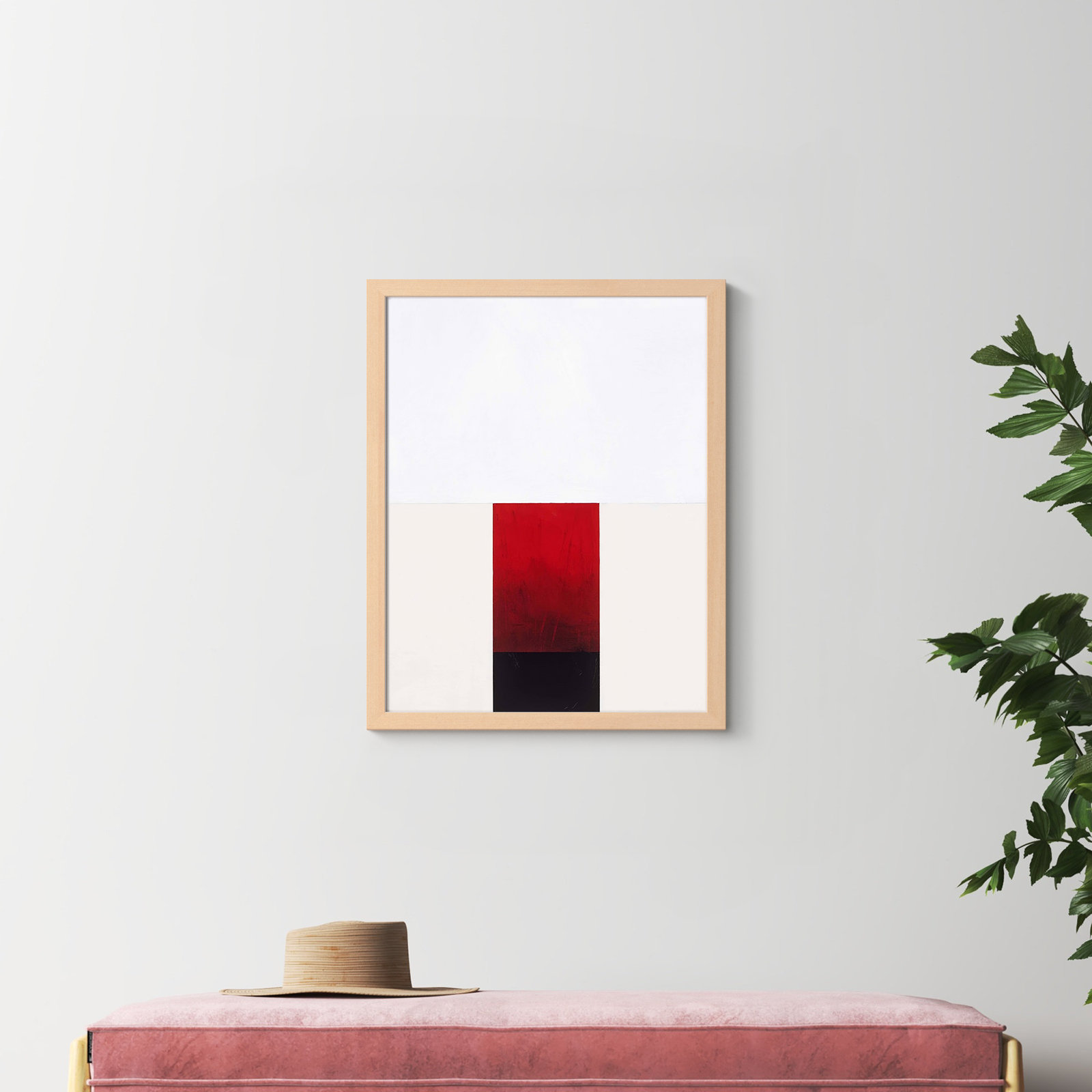 Tempo with Red 2 Print by Robert Kamnatnik, Maple Framed Paper, 30" H x 24" W x 1.25" D