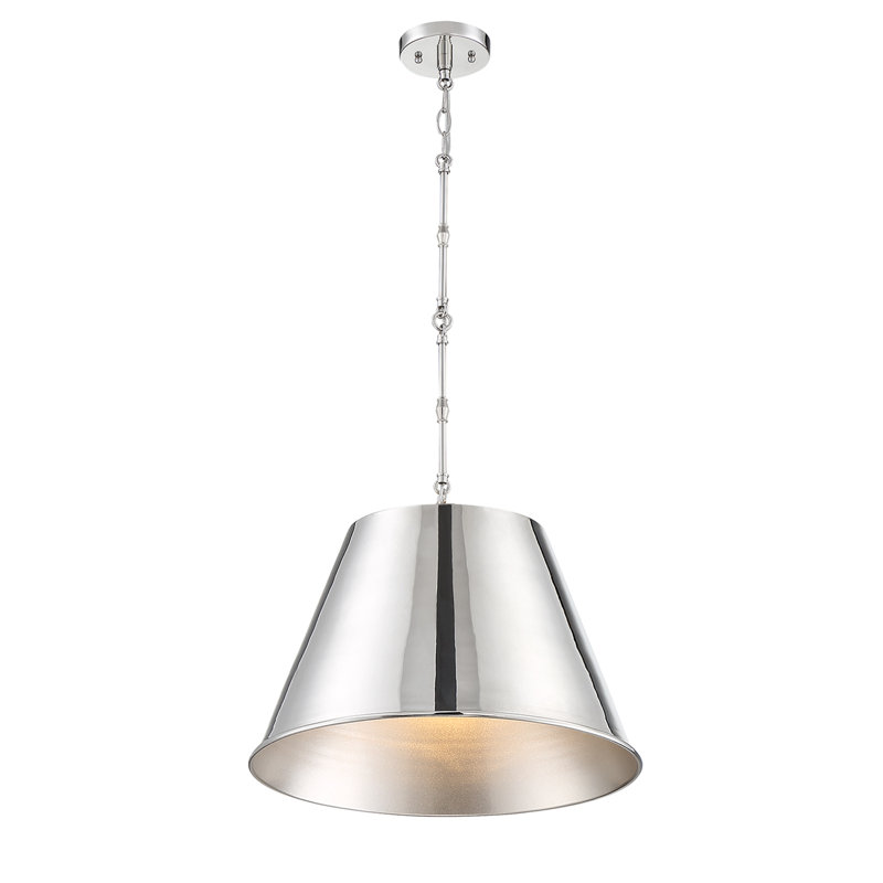 Luminaire suspendu à intensité réglable Presley, Nickel poli, H 12,75 po x l 18,25 po x P 18,25 po