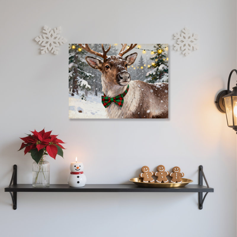 «Reindeer Snow», art mural sur toile, H 12 po x l 18 po