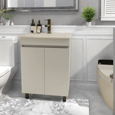 Meuble-lavabo moderne (doit inclure le meuble-lavabo et le lavabo) en céramique 24 po