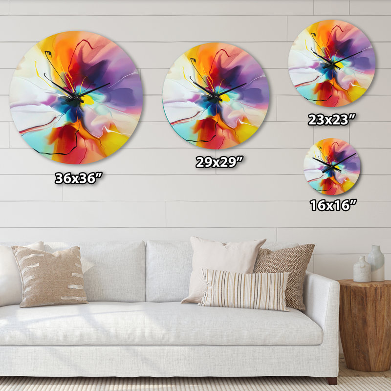 Horloge murale moderne surdimensionnée - Swigart Farmhouse Designart Creative Flower, Surdimensionné