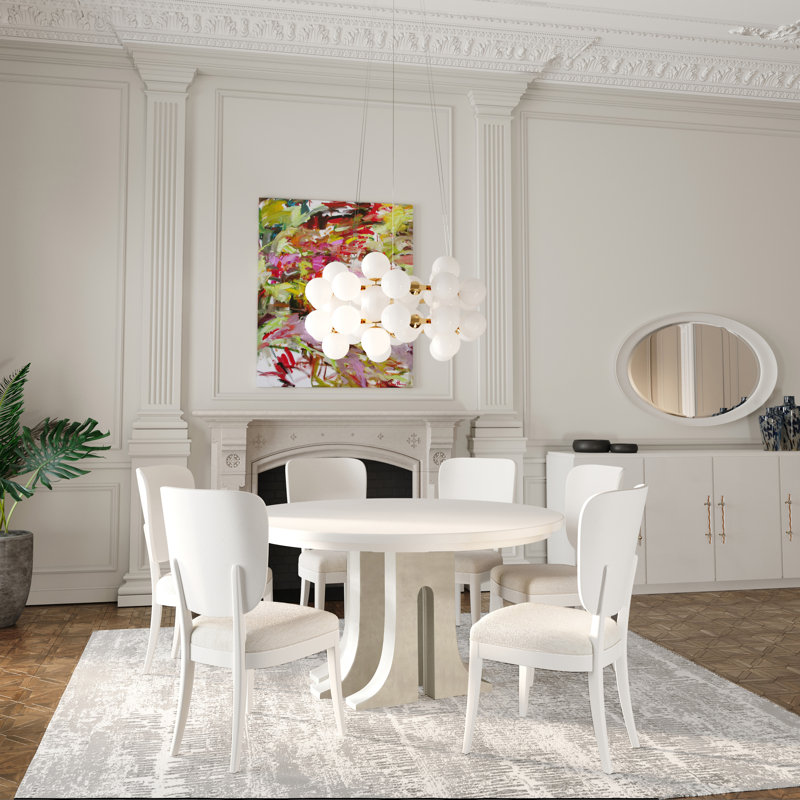 Aqueduct Wood and Concrete Contemporary Round Dining Table, White