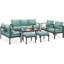 Charlsa Power Coated Aluminium 9 - Person Seating Group with Cushions-2116117106-2116117117