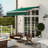 8'x7' Patio Retractable Awning with Manual Crank, Green Fabric Cover