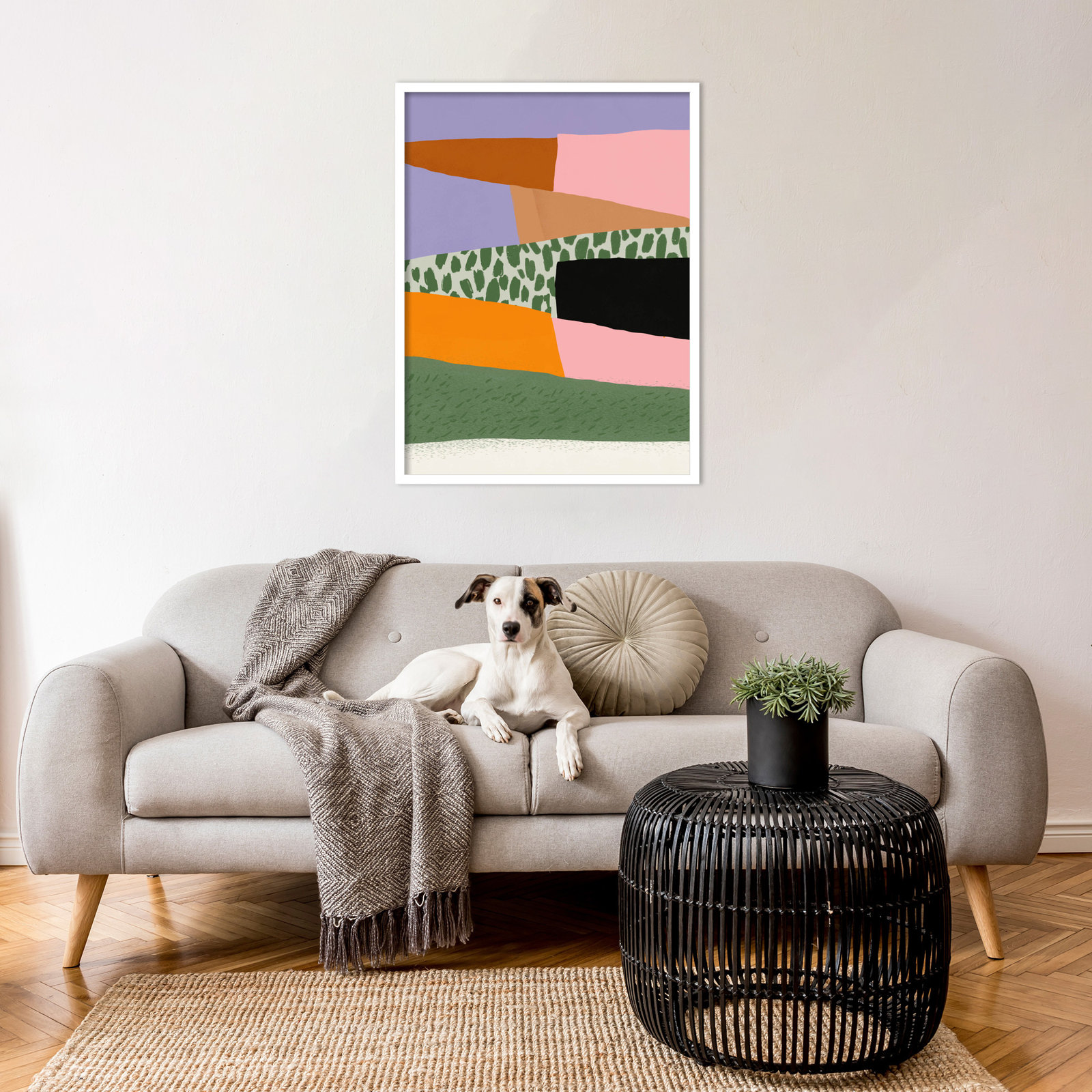 Abstract Minimalism Collage 02 Print, White, 33" H x 25" W