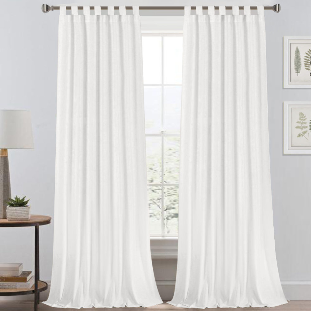 Latitude Run® Jarmell Solid Color Linen Semi-Sheer Tab Top Curtain ...