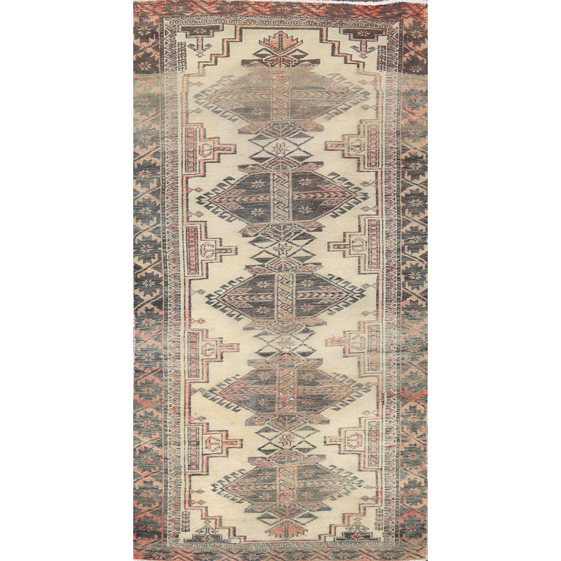 Tapis antique en laine à motif persan Ardebil 3x6