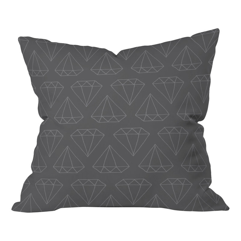 Coussin Wesley Bird, 20 po x 20 po, Imprimé 1 losanges gris