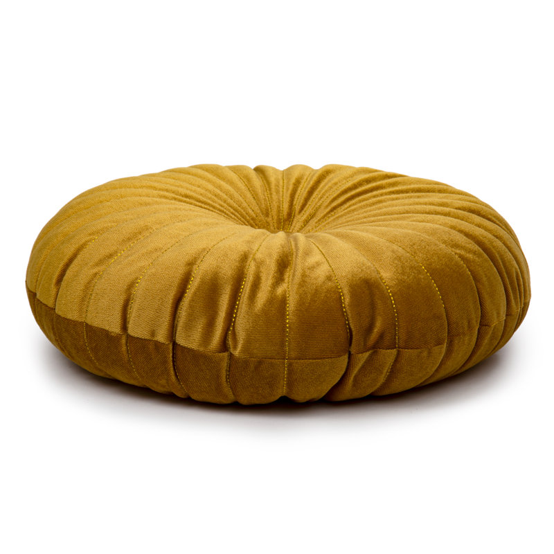 Housse et insert de coussin décoratif rond Viveros, Jaune
