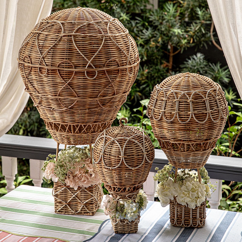 Provence Rattan Hot Air Balloon, 14" H x 7.5" W x 7.5" D