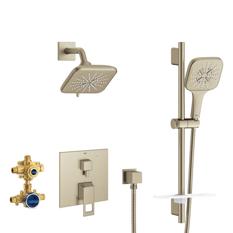 Eurocube Pressure Balance Rain Shower Set, Brushed Nickel