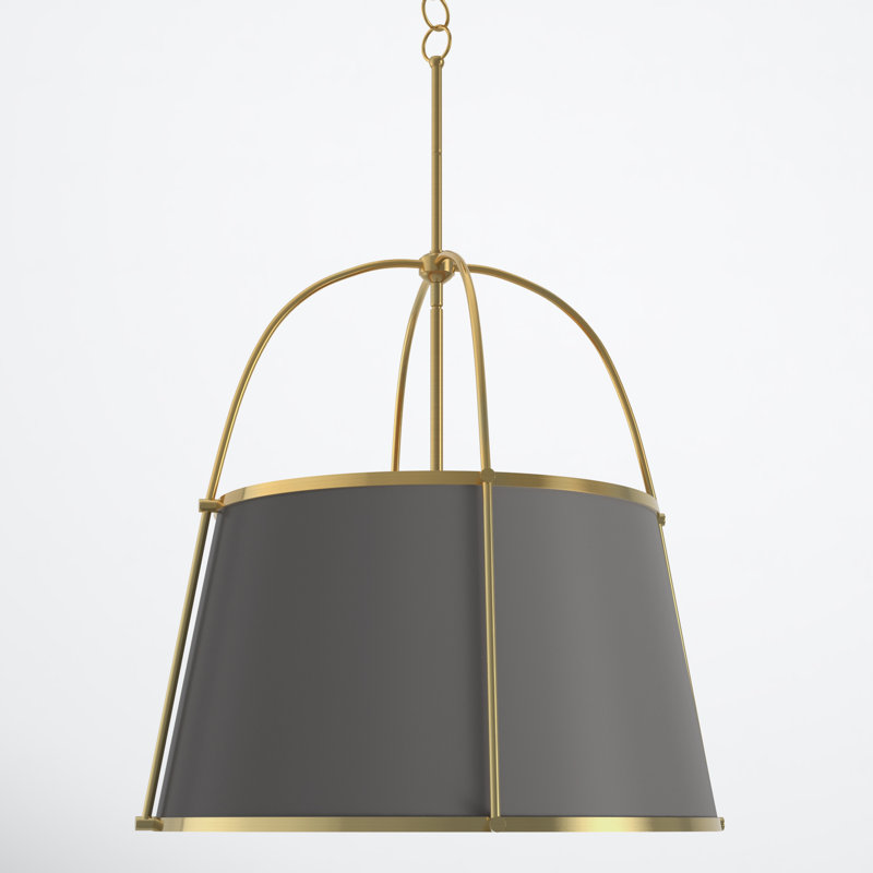 Moxie 4 - Light Dimmable Drum Chandelier, Lacquered Dark Brass