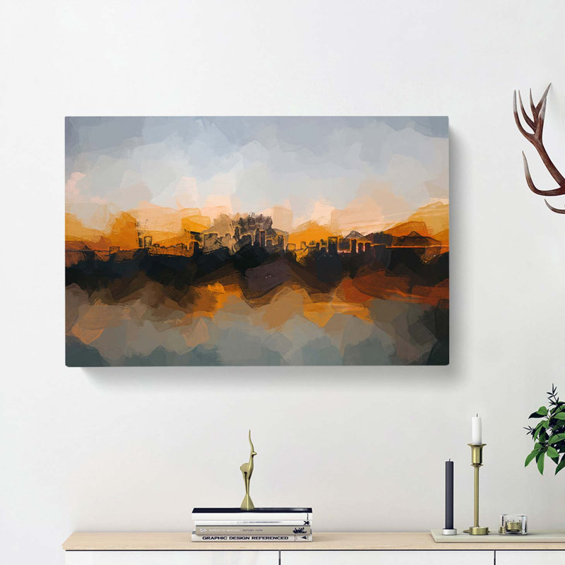 Sunrise Over Los Angeles Skyline In Abstract - Wrapped Canvas Painting, 50cm H x 76cm W x 3cm D